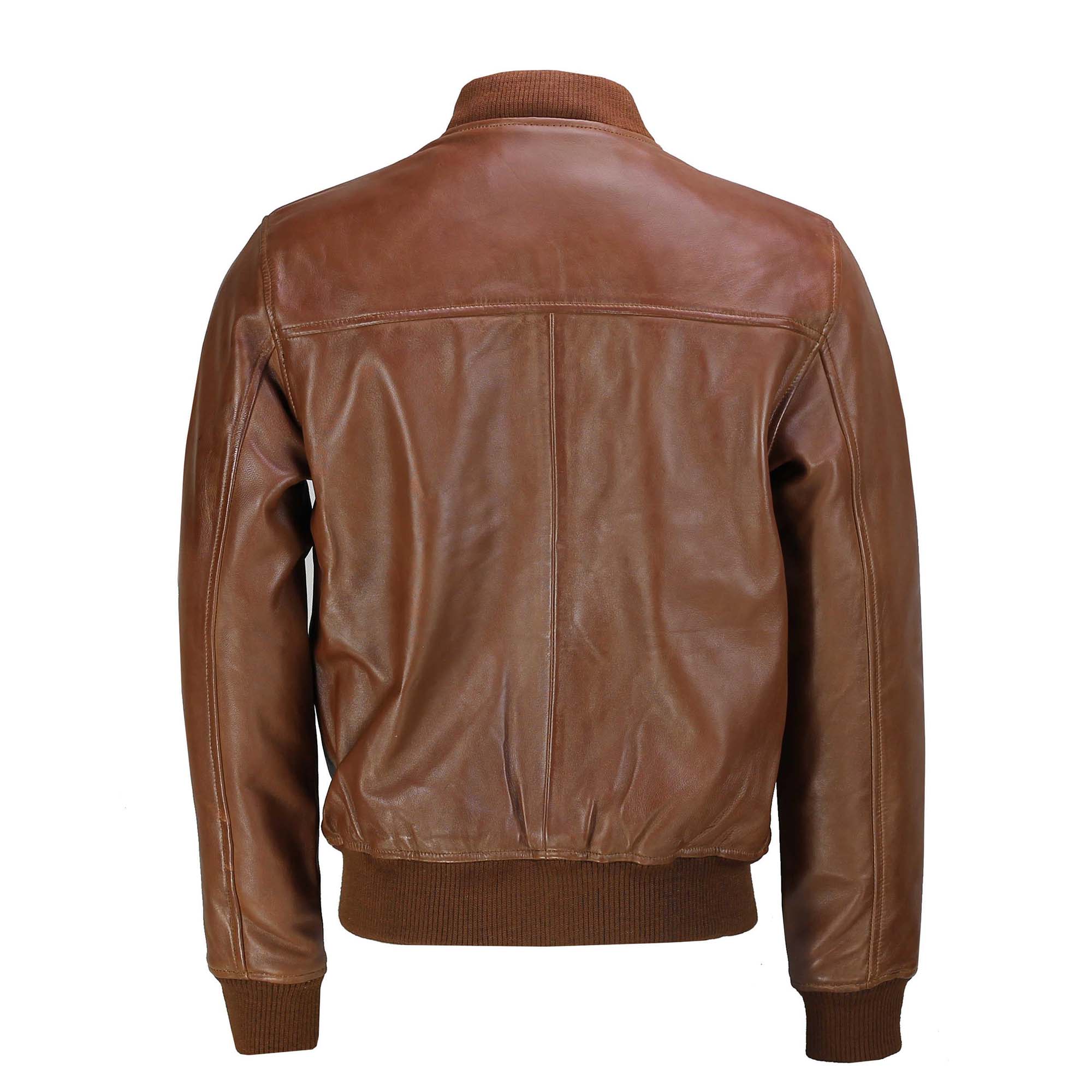 Mens Tan Soft Real Leather Smart Casual Vintage Bomber Biker Style ...